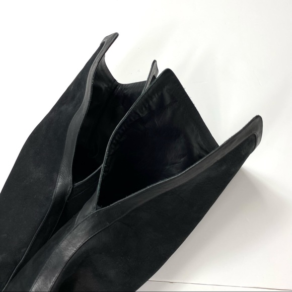 Sophia Webster Hallie Nubuck Leather Over the Knee Heel Boot in Black - Picture 9 of 16